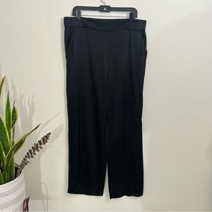ANA G made in Peru silk satin black high rise wide leg elastic dress pants XL